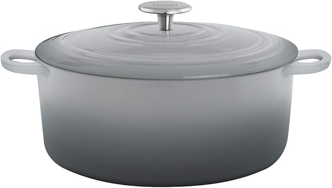 Chantal Enameled Cast Iron Cookware, 5 quart Dutch Oven, Fade Grey