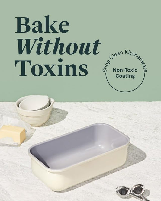 Caraway Non-Stick Ceramic 1 lb Loaf Pan - Naturally Slick Ceramic Coating - Non-Toxic, PTFE & PFOA Free - Perfect for Pound Cakes, Breads, & More - Slate