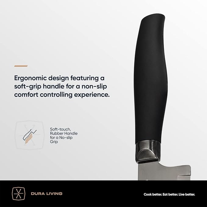 Steak Knives, Steak Knives Set of 4, Nonstick Titanium High Carbon Stainless Steel Serrated Steak Knife, Soft Grip Handle, With Sheaths, Black Knife Set