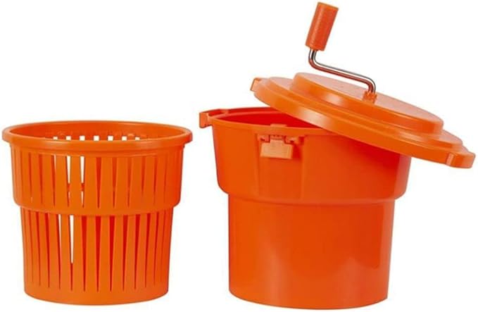 Hakka 2.5 Gallon Salad Spinner,Commercial Restaurant Manual Lettuce Dryer for Vegetable Fruit Dryer Mixer(Orange)