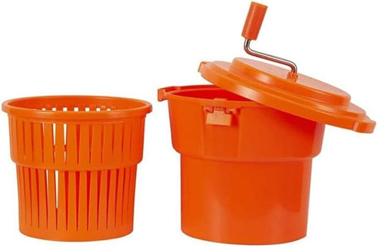 Hakka 2.5 Gallon Salad Spinner,Commercial Restaurant Manual Lettuce Dryer for Vegetable Fruit Dryer Mixer(Orange)