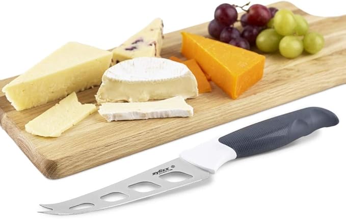 Zyliss Cheese Knife - Slicer & Cutter for Block Cheese - Carving Knife for Charcuterie Boards - Cheeseboard Handheld Slicer - Cutter & Slicing Tool - 4.5" - Gray & White