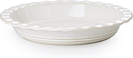 Ceramic Pie Pans for Baking 9 inch, 45 OZ Deep Dish Pie Pan, Quiche Baking Dish for Oven, Farmhouse Decor Pie Plate, Oven Safe, Set of 1, Off-White