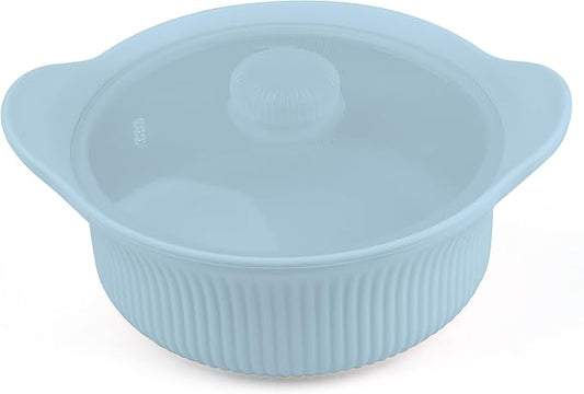 Silicone Microwave Steamer - Microwave Pot Steamer Basket Bowl for Baby Food, Vegetables & Dumplings, Compact & Lightweight Design, Oven & Dishwasher Safe (Blue, S 20oz(600ml))