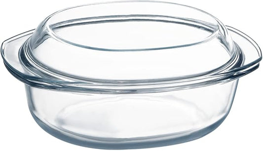 Mini Oval Glass Casserole Dish with Lid - Single Serving, Microwave & Oven Safe, Easy Grab Bakeware