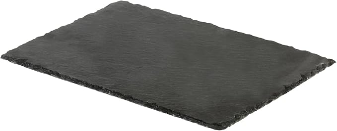 Restaurantware Slate Serving Tray 1 Pack of 11.8" x 7.8" Foam Feet Charcuterie Stone Plate Rustic Edges Freezable Black Serving Display Cheese Boards for Kitchen, Gourmet, Dining, Parties