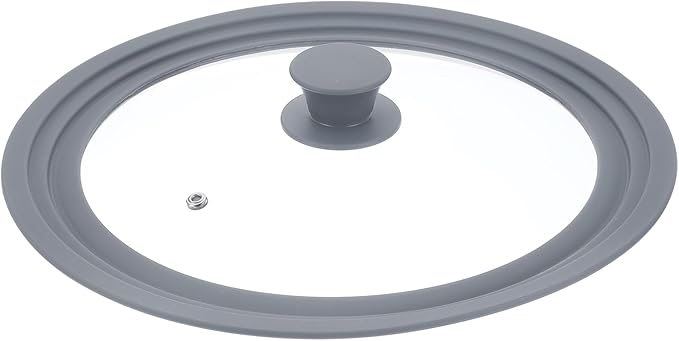 uxcell 1Pcs Universal Lid for Pot Fit 10, 11, 12 Inch Diameter Cookware, Replacement Pan Lids with Heat Resistant Silicone Rim, Steam Vent Pan Lid for Pots, Frying Pans, Skillets, Gray