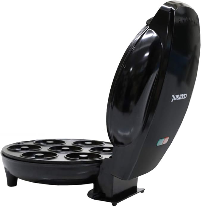Courant Mini Donut Maker Machine for Holiday, Kid-Friendly, Breakfast or Snack, Desserts & More with Non-stick Surface, Makes 7 Doughnuts, Black