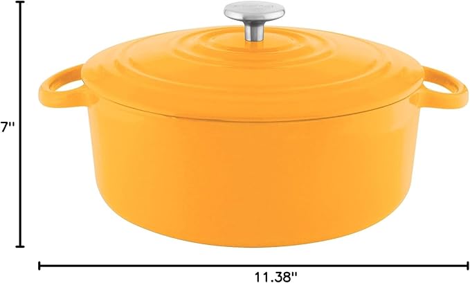 Chantal Cast Iron Dutch Oven, 7 qt, US Formulated Premium Enamel, Marigold