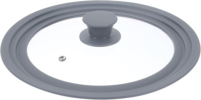 uxcell 1Pcs Universal Lid for Pot Fit 8.5, 9.5, 10 Inch Diameter Cookware, Replacement Pan Lids with Heat Resistant Silicone Rim, Steam Vent Pan Lid for Pots, Frying Pans, Skillets, Gray