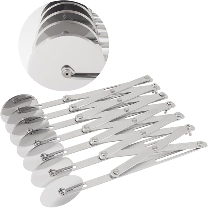 Pastry Cutter 7 Wheels Pizza Cutter Stainless Steel Dough Cutter Baking Tools Scalable Divider
