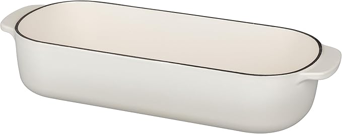 Enameled Cast Iron Loaf Pan with Lid, Dutch Oven Bread pan for Homemade Sourdough Bread Baking, 12.5x5.5 inch, 5qt, White