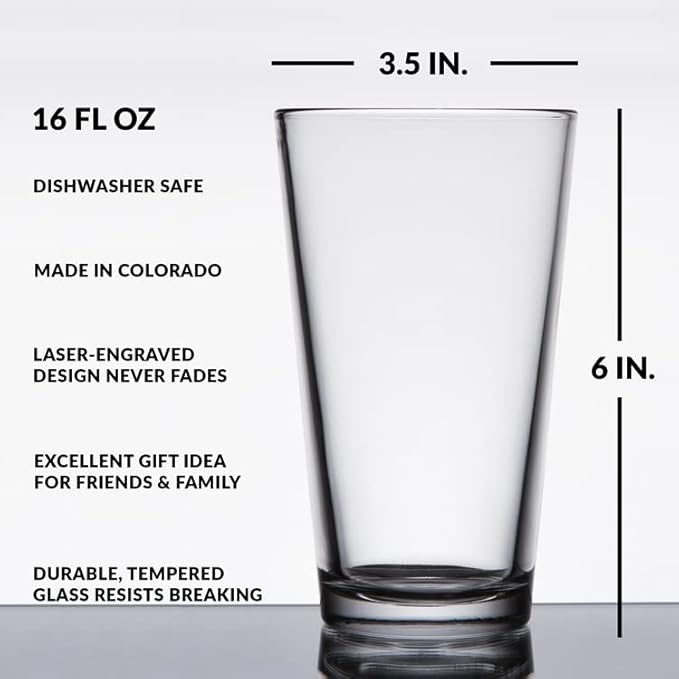 SCIENCE FORMULAS Engraved Pint Glass | Great Gift for Geeks, Nerds, Teachers and Students | Unique STEM and Physics Chemistry Mathematics Beer Decor