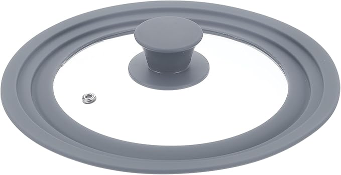 uxcell 1Pcs Universal Lid for Pot Fit 7, 8, 8.5 Inch Diameter Cookware, Replacement Pan Lids with Heat Resistant Silicone Rim, Steam Vent Pan Lid for Pots, Frying Pans, Skillets, Gray
