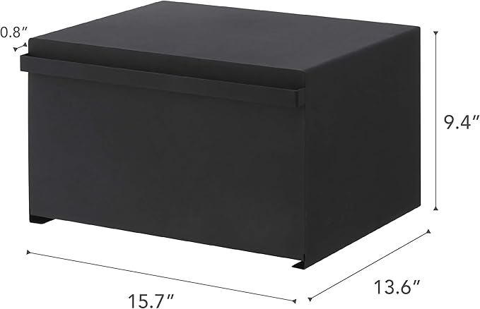 Yamazaki Home Tower Bread Box Keeper Holder Container, Metal Bread Holder Saver, Slim Space Saving Counter Storage - Horizontal - Steel