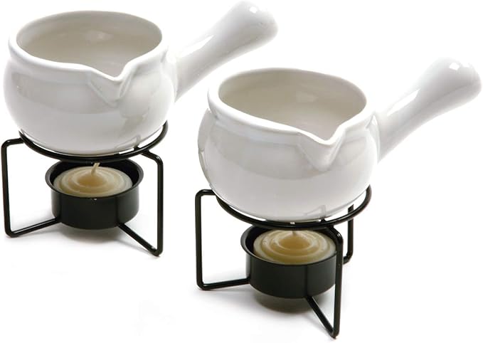 Norpro 210 Ceramic Butter Warmers, Set of 2, 1/3 cup/3 oz., White