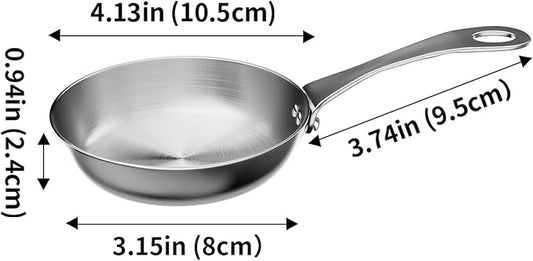 Macevia 0.12QT Mini Pot for Precision Melting, 4 Inch Small Sauce Pan with Handle, 18/10 Stainless Steel Butter Warmer Ideal for Kitchen, Restaurant, Camping & RV Use - Silver