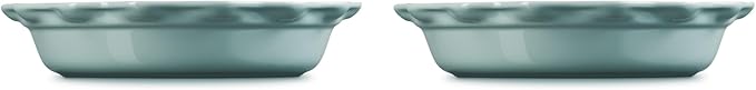 Le Creuset Stoneware Set of 2 Heritage Fluted Pie Dish, 9", Sea Salt