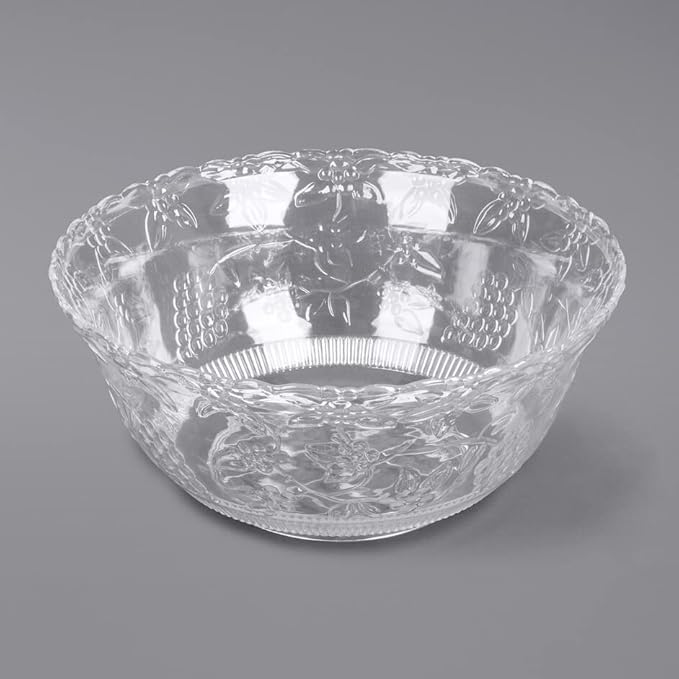 Premium Large Clear Punch Bowl Plastic Lightweight 2 Gallon with Clear Plastic Serving Ladle 5 oz Embroidered Design 8 Quart Serving Bowl