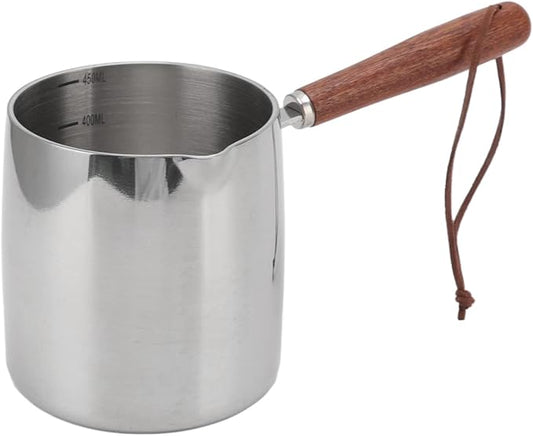 450ML Stainless Steel Warmer Turkish Coffee Pot Pan Pot for Heating Making Syrup Melting Cheese Caramel and Chocolate