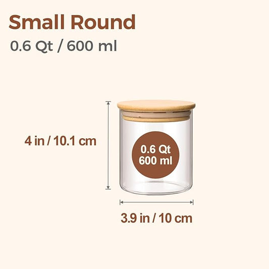 ComSaf 0.6 Qt Glass Food Storage Jars Set of 9, Clear Glass Storage Containers with Lids, Pantry Organization Jar, Spice, Blooming Tea, Oat, Coffee and Sugar Container, Small Canister Set for Kitchen