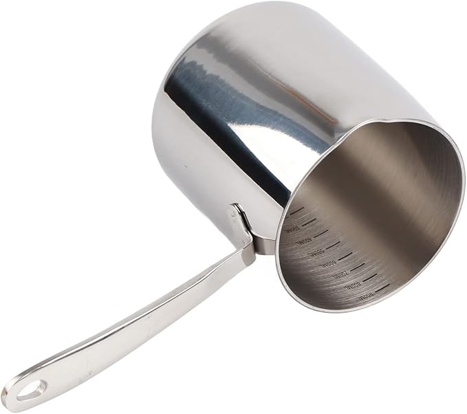 Stainless Steel Butter Warmer Pot with Scale Marks - 900ml/30.42oz Milk Heating Pot for Chocolate, Coffee, Tea - Multi-Layer Melting for Kitchen, Stovetop Safe(900ML)
