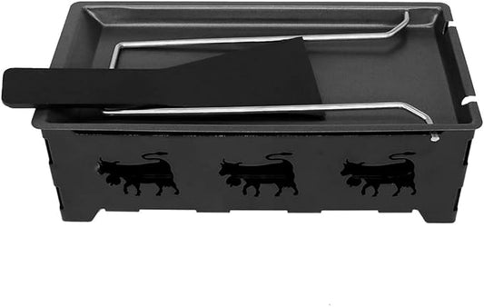 Cheese Raclette, Portable Foldable Non-Stick Cheese Rotaster Baking Tray Candlelight Cheese Melter Pan with Handle Spatula Barbecue Home Kitchen Grilling Tool