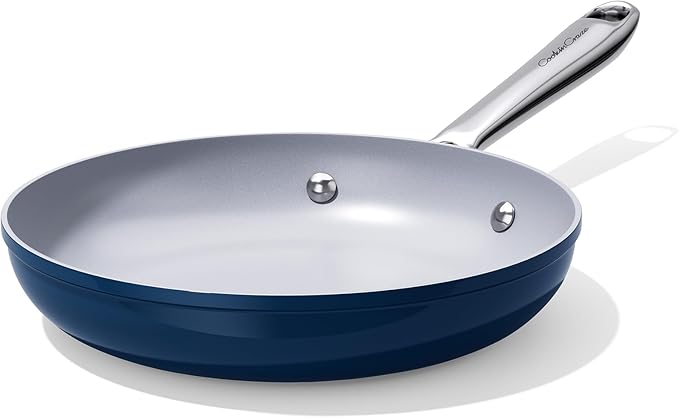 Nonstick Ceramic Frying Pan 8" for All Cooktops, PTFE/PFOA/PFAS Free, Even Heat Distribution Oven Safe up to 500ยฐF, Healthy Non Toxic Skillet w/Ergonomic Stainless Steel Handle, Navy Blue