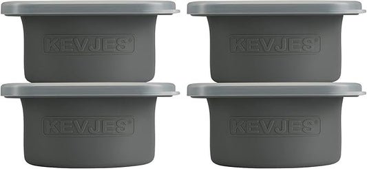 Stackable Silicone Artisan Pizza Dough Proofing Proving Boxes with Air-tight Lids-4pack-500ml Volume for 250g Dough Ball (Space Grey)