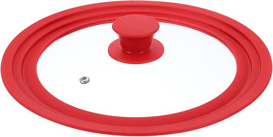 Uxcell 1Pcs Universal Lid for Pot Fit 8.5, 9.5, 10 Inch Diameter Cookware, Replacement Pan Lid with Heat Resistant Silicone Rim, Steam Vent Pan Lid for Pots, Frying Pans, Skillets, Red