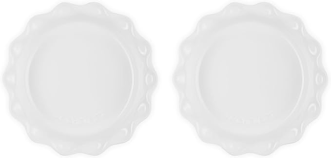 Le Creuset Stoneware Set of 2 Heritage Fluted Pie Dish, 9", White