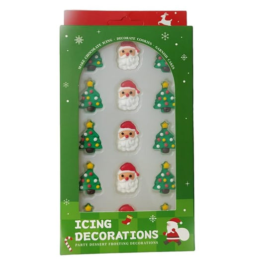 Christmas Sprinkles Icing Decoration for Cupcake Decorating, Christmas Tree Cake Decoration, Edible Santa Claus Cake Cupcake Topper for Baking Cookie Ice Cream Candy Decoration