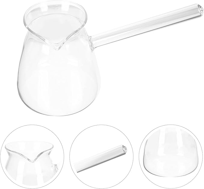 Angoily Turkish Coffee Pot Glass Milk Warmer Pot Mini Saucepan Soup Butter Warmer Chocolate Melting Small Cookware For Heating Smaller Liquid Portions 450ml