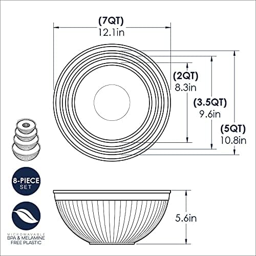 Nordic Ware Prep and Serve Mixing Bowls Set, 8-Piece, Earth-Tones