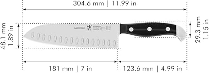 HENCKELS Statement Razor-Sharp Hollow Edge Santoku Knife 7-inch, German Engineered Informed by 100+ Years of Mastery, Black/Stainless Steel