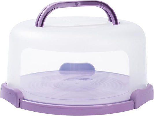 10in Plastic Cake Carrier with Handle, Round Cake Holder with Lid Pink Cake Container for 6in/8in/10in Cake(purple)