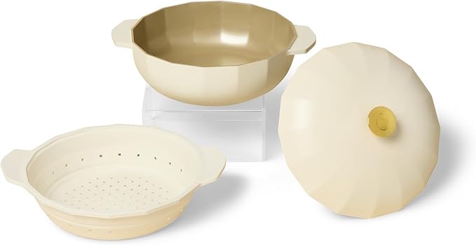 The Perfect Pan 5.3 Qt Dutch Oven Pot with Lid by Cravings by Chrissy Teigen | Lightweight Nonstick Everyday Pan with Steamer/Strainer Insert, Oven Safe