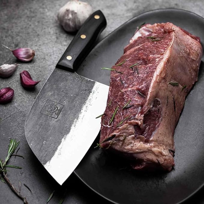 COOLINA Classic Trio Kitchen Knife Set – High-Carbon Steel, Includes Promaja Cleaver, Altomino Chef’s Knife & Butcher Knife, Full Tang, Ergonomic Handle, Precision Cutting for Meat & Vegetables