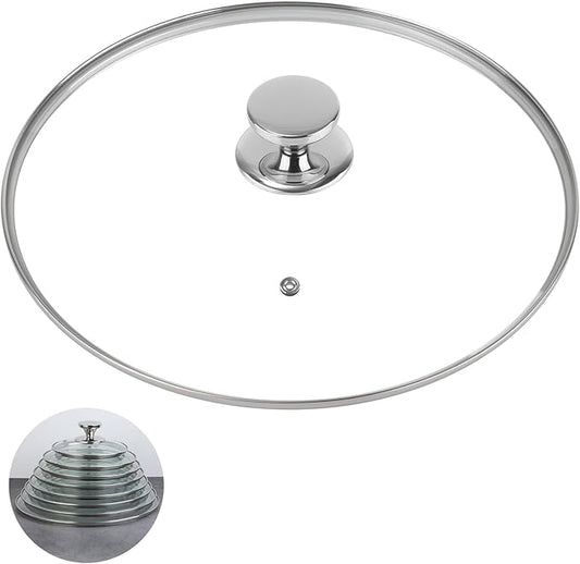 12.5 Inch Pan Lid for Frying Pan, Skillet, 4mm Clear Tempered Glass, Compatible with Dishwasher and Ovens