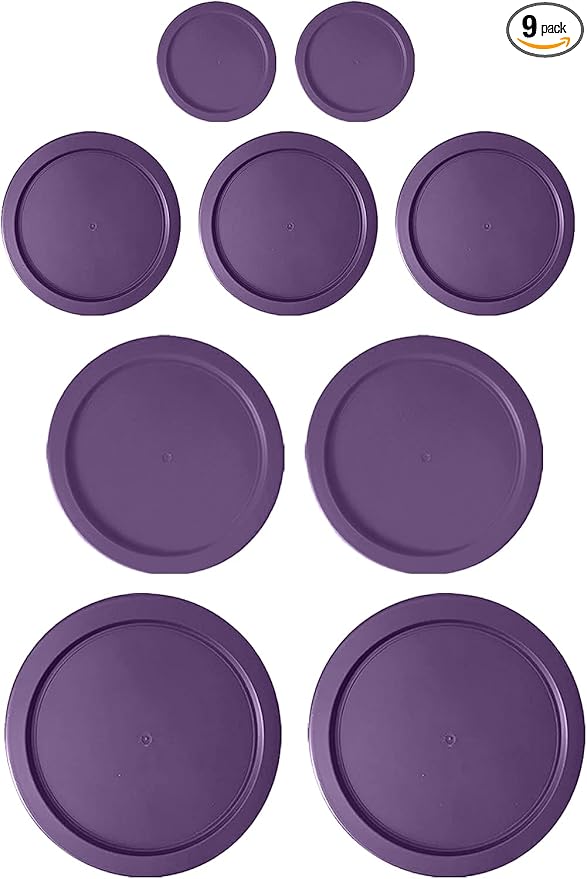 Replacement Lids for Pyrex Glass Foood Storage Containers Containers Round (2) 1-Cup (3) 2-Cup (2) 4-Cup (2) 7-Cup (Purple)