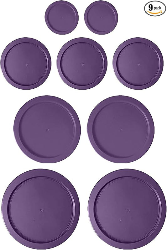 Replacement Lids for Pyrex Glass Foood Storage Containers Containers Round (2) 1-Cup (3) 2-Cup (2) 4-Cup (2) 7-Cup (Purple)