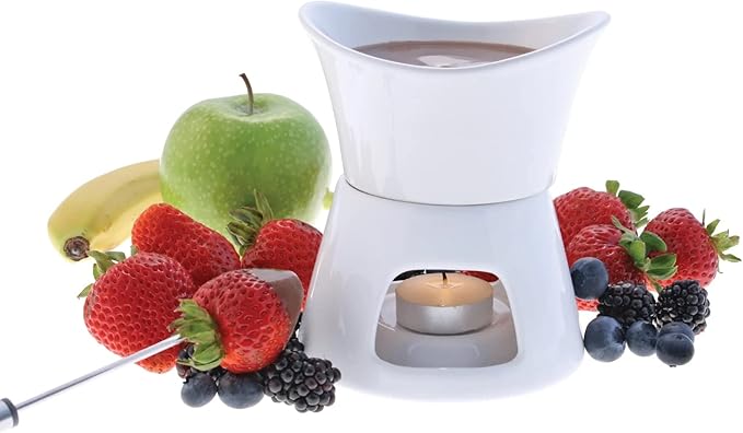 Swissmar Glow 7 Piece Chocolate Fondue Set, White