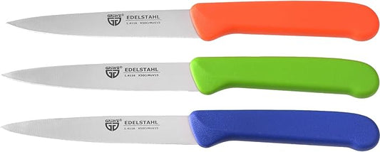 Vegetable Knives Set of 3 Stainless Steel, Multi-Coloured, Super Sharp, Dishwasher Safe