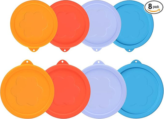 1 Cup 2 Cup Round Silicone Replacement Lids for Pyrex 7202-PC, 7200-PC Glass Bowls, 8 Pack, Microwave & Dishwasher & Freezer Safe (Container not Included)
