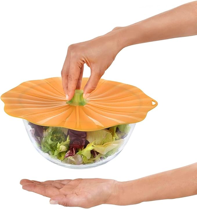 Charles Viancin Silicone Lid - Pumpkin/Fall Theme - Airtight Microwave, Oven, Stovetop, and Dishwasher Safe Pan or Bowl Lid (8 Inch)