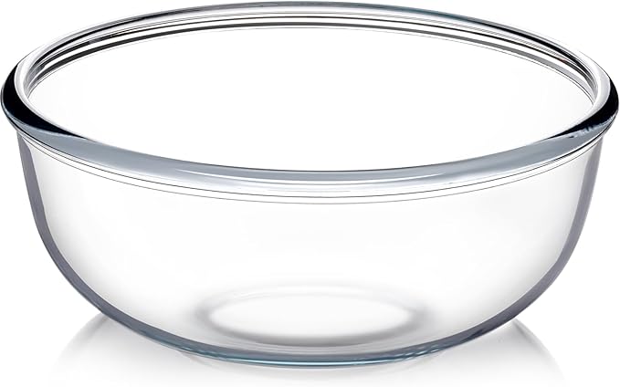 NUTRIUPS 6 Quart Large Glass Mixing Bowl, Clear Large Salad Bowls Glass Big Mixing Bowls for Kitchen