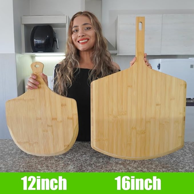Pizza Peel, Premium Bamboo Pizza Spatula Paddle Cutting Board Handle (Baking Pizza, Bread, Cutting Fruit, Vegetables, Cheese)