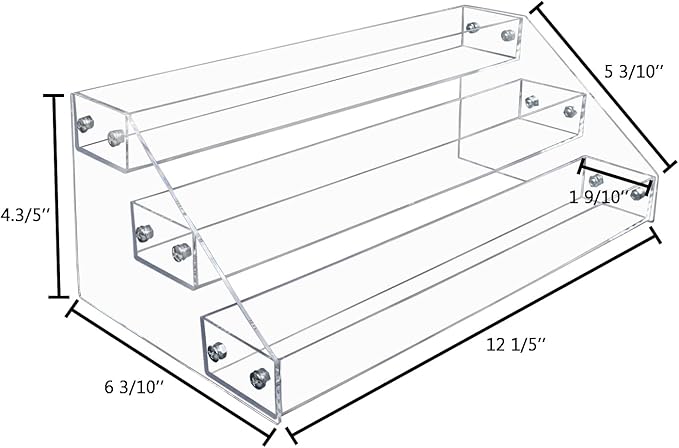 PMMASTO Tiered Spice Rack, Seasoning Organizer, Clear Acrylic Vertical Shelves Can Organizer for Countertop, Cabinet, Pantry, Kitchen Organization and Storage - 3 Tier