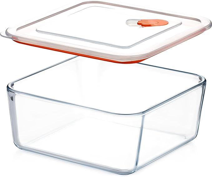 NUTRIUPS 2.6QT Square Glass Baking Dish with Lid, 8×8 inches Deep Square Baking Dish with Lid, Glass Baking Dishes for Oven