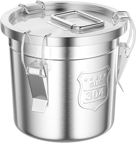 304 Stainless Steel Airtight Canister for Kitchen, 1.59Gal Canisters Container with Lids and Sturdy Locking Clamp,Bucket Food Storage Containers Airtight for Flour Coffee Bean Tea (6L)